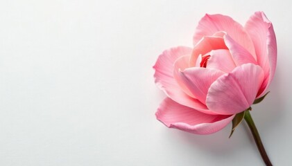 Obraz premium Delicate flower petals unfolding on a crisp white background, petals, flowers