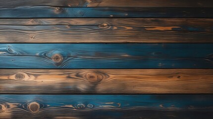 Vertical wooden planks in warm brown and cool blue hues with natural grain textures, perfect for rustic backgrounds, wall design, home decor, or presentation and branding use
