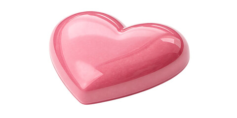 Obraz premium Shiny Pink Heart PNG – Isolated 3D Love Symbol on Transparent Background