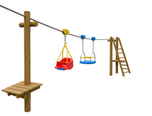 Playground with swings and ladder against a featureless setting transparent background