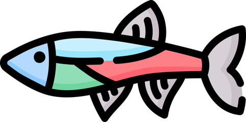 neon tetra Illustration on a white background.