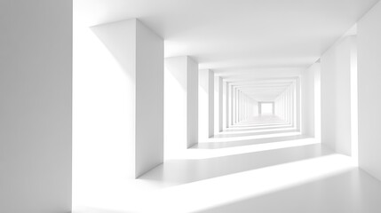 Fototapeta premium Abstract White Architecture Modern Minimalist Corridor 3D Render