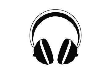 Headphone silhouette vector Minimalist style isolate outline vector illustration