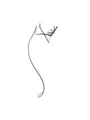 A nude woman back is drawn in one line art style. Romantic expression. Printable art.	
