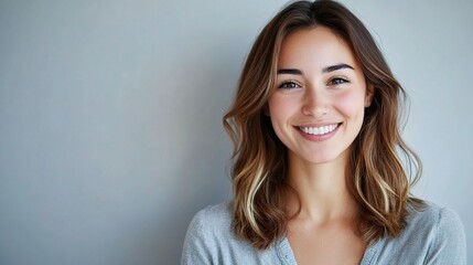 Fototapeta premium Young Beautiful Woman Smiling in Natural Light Portrait Photography
