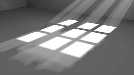 Bright window light shines on a gray interior floor