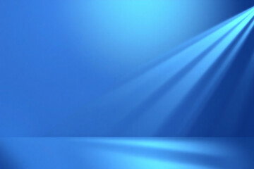 Bright blue background with light beams shining diagonally from the top right, creating a stage spotlight effect illuminating the space.