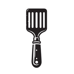 Black Color Spatula Silhouette Vector Illustration, Solid White Background