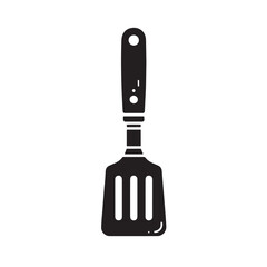 Black Color Spatula Silhouette Vector Illustration, Solid White Background