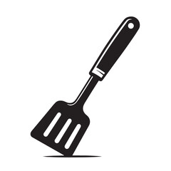 Black Color Spatula Silhouette Vector Illustration, Solid White Background