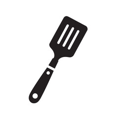 Black Color Spatula Silhouette Vector Illustration, Solid White Background