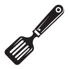Black Color Spatula Silhouette Vector Illustration, Solid White Background