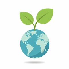 Earth with Leaves Symbolizing Environmental Sustainability  