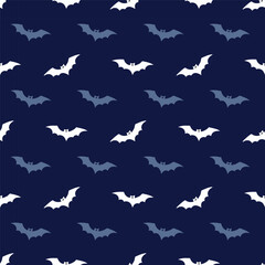 Halloween bat flat style monochrome minimalist on dark blue background