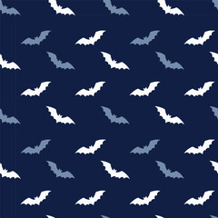 Halloween bat flat style monochrome minimalist on dark blue background