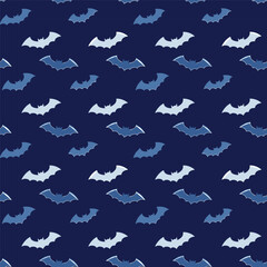 Halloween bat flat style monochrome minimalist on dark blue background