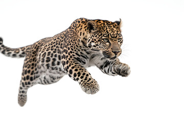 Leopard Leaps Gracefully, Wild Cat in Motion