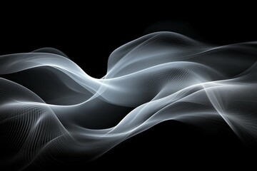 Obraz premium White flowing lines form an abstract digital wave on black