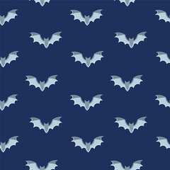 Halloween bat flat style monochrome minimalist on dark blue background