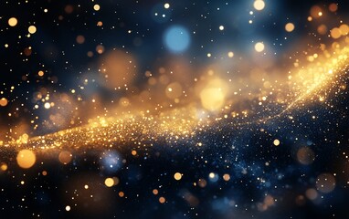 Fototapeta premium Abstract glittering golden wave bokeh background.