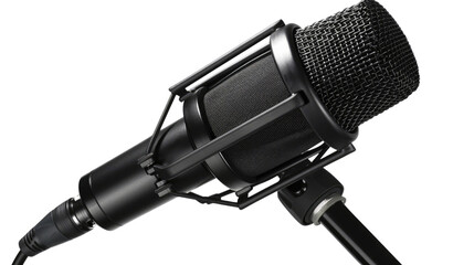 Studio Microphone in Action: Capturing the essence of sound recording, this studio microphone is poised and ready to capture the essence of audio