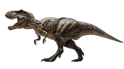 Fototapeta premium Roaring Rex: A photorealistic Tyrannosaurus Rex in a dynamic pose, rendered in stunning detail, ready to ignite the imagination.