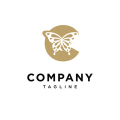 Letter C Butterfly Gold Logo Icon Vector