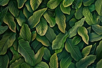 Clear Pixel Visual of Green Wallpaper with a Leaf Pattern