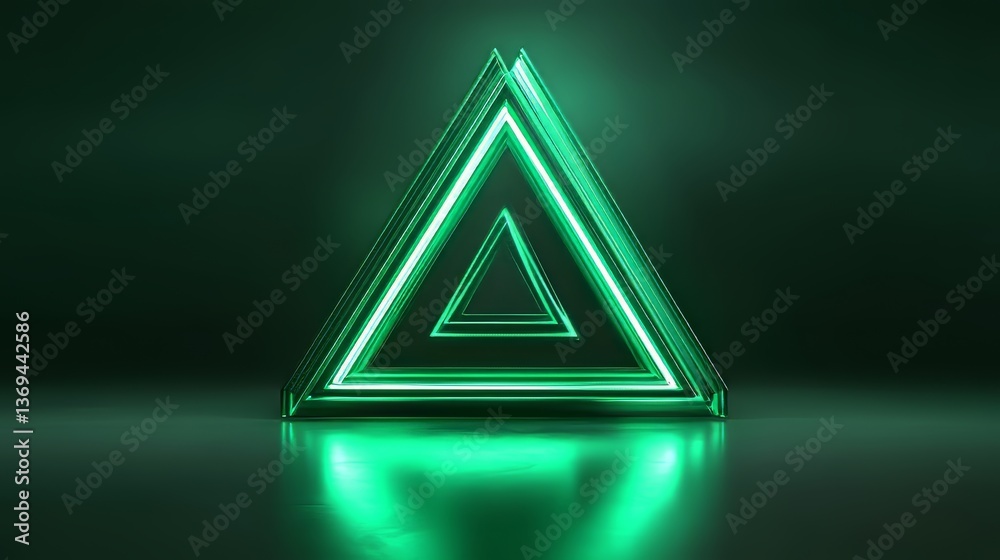 Poster geometric glow: neon triangles illuminate a dark surface, creating an abstract and visually striking