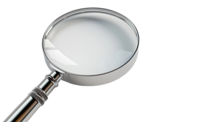Magnifying Clarity: A close-up view of a classic magnifying glass. Its polished metal frame and transparent lens create a sense of precision and detail, hinting at exploration, investigation.