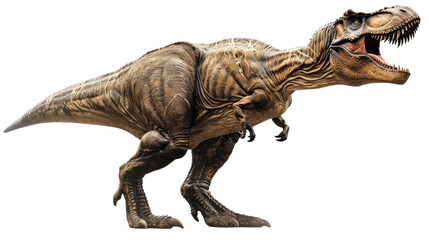 Fototapeta premium Tyrannosaurus Rex: A detailed depiction of a Tyrannosaurus Rex, showcasing its imposing stature and formidable presence, poised in a moment of prehistoric power.