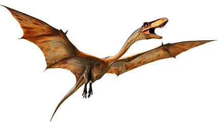 Obraz premium Soaring Prehistoric Spectacle: Witness a meticulously crafted depiction of a majestic pterodactyl, soaring through the sky with wings outstretched. The image exudes a sense of wonder.