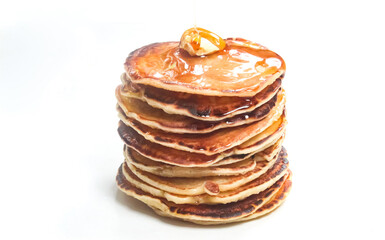 stack of pancakes isolated on white background
