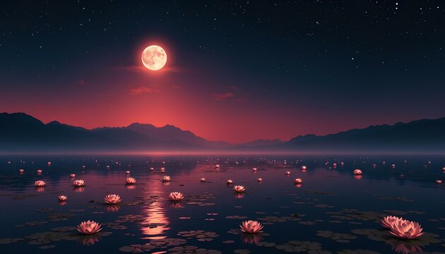  I loti glitterati con  la luna 