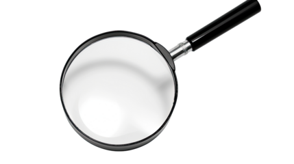 Magnifying Glass: Illustrating the concept of discovery and analysis with a clear, undistorted image, perfectly focused. 