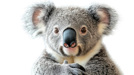 Naklejka premium Koala's Captivating Gaze: A close-up of a charming koala bear, its adorable face and expressive eyes, capturing the essence of nature's sweetness.