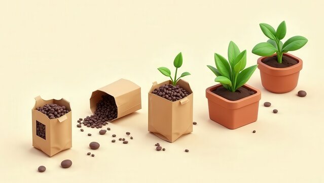 3D Isometric Gardening Timeline: From Seeds to Sprouts &ndash; Generative AI