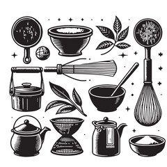 Black Color Whisk Silhouette Vector Illustration, Solid White Background