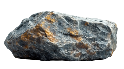 Rugged Stone: A close-up shot of a rough-hewn stone, showcasing a unique blend of gray hues, textured surfaces, and earthy tones that hint at the stone's age and natural origin.