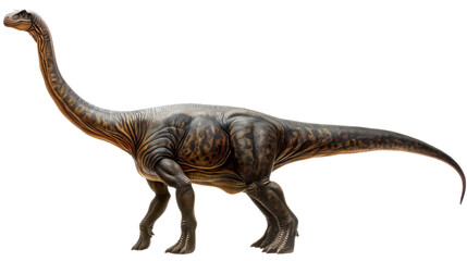 Fototapeta premium Brachiosaurus illustration: The awe-inspiring Brachiosaurus, a titan of the prehistoric era, stands majestically. The illustration captures its colossal form and long neck with stunning detail.