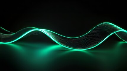 Abstract glowing wave pattern. Wavy light formation, futuristic design with dynamic lighting and dark backdrop.
