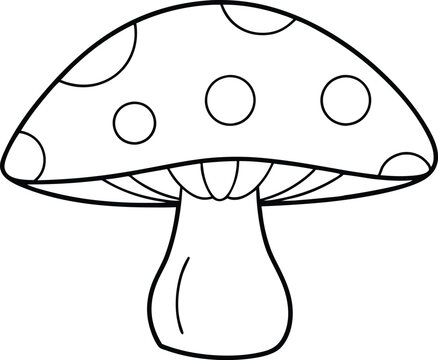 recommend clip art: mushroom outline coloring book page line art vector