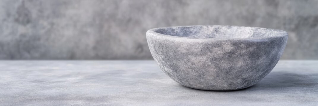 Gray Stone Bowl on a Light Gray Surface