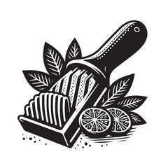 Black Color Zester Silhouette Vector Illustration, Solid White Background