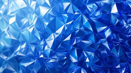 Fototapeta premium Abstract background with reflective geometric shapes in shades of blue. Light bounces off crystalline facets.