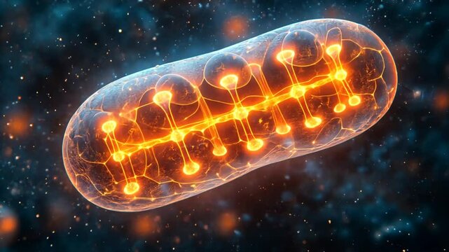 Glowing Mitochondria Cell Structure