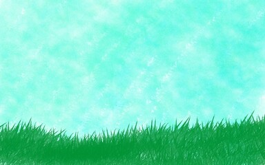 green grass and blue sky