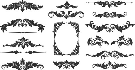 Vintage Ornamental Border and Frame Collection – Decorative Floral & Geometric Elements. Elegant corner embellishment design element
