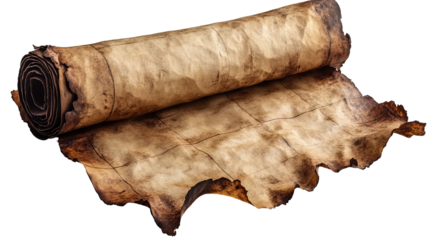 Ancient Scroll Unveiled: A detailed capture of an aged parchment scroll, displaying an intriguing glimpse into historical documents and narratives.