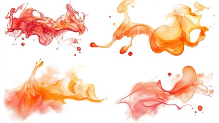 Watercolor abstract fluid watercolor designs Abstract Watercolor Paint Splashes in Red Orange and Yellow